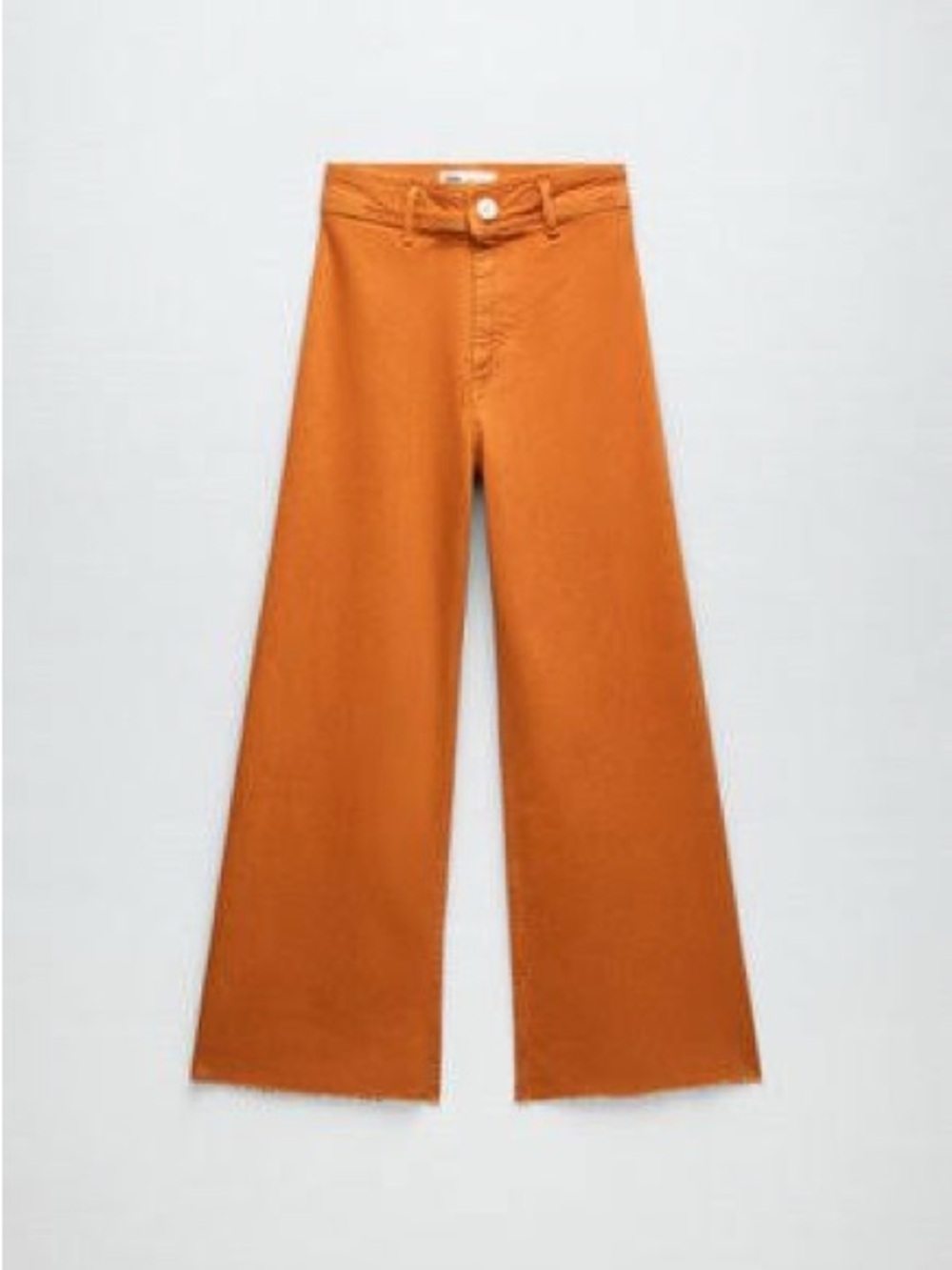 Zara Marine Straight High-Waist Wide Leg Jeans in Burnt Orange